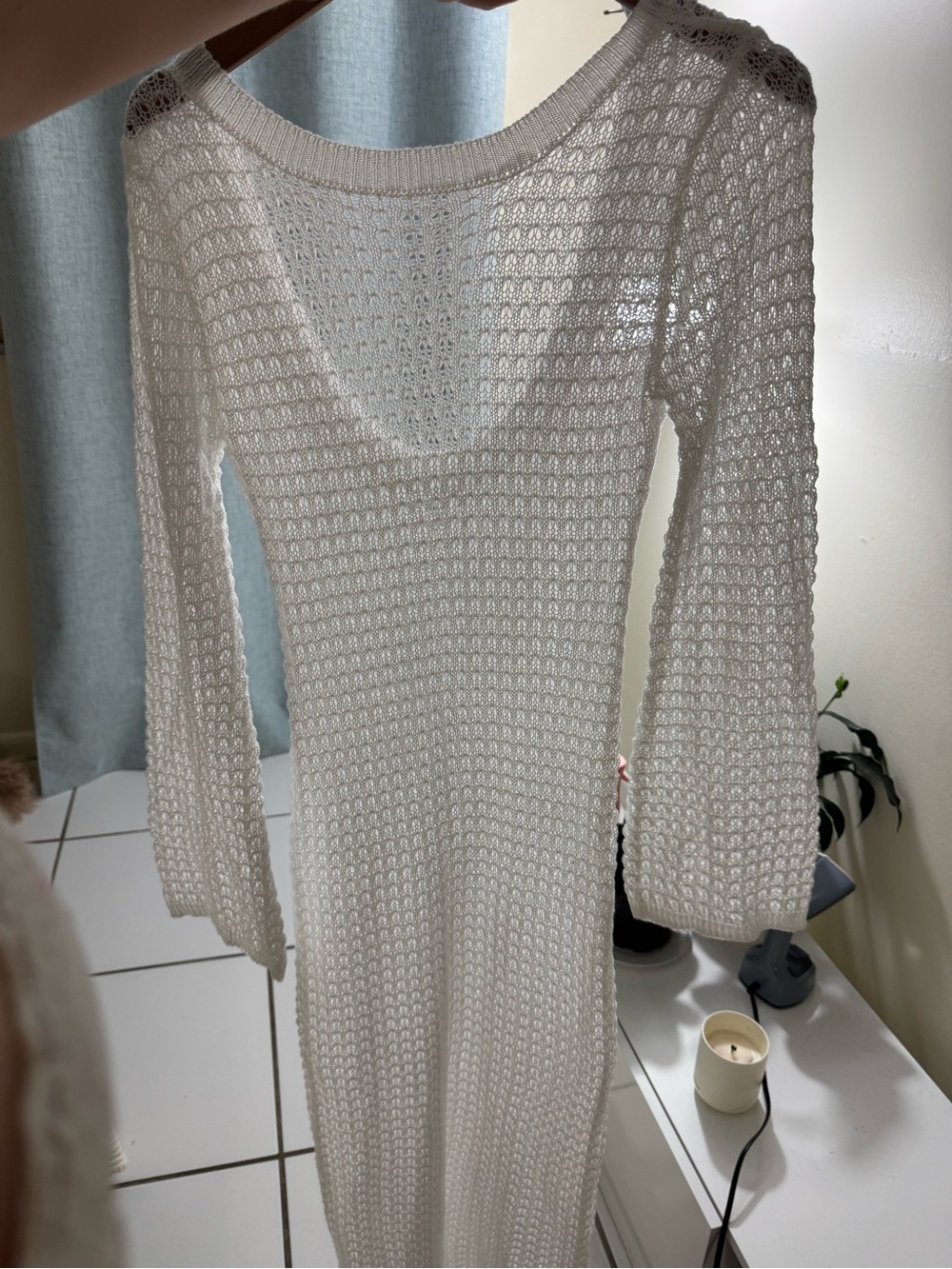 & Other Stories Cream Crochet Long-Sleeve Maxi Dress